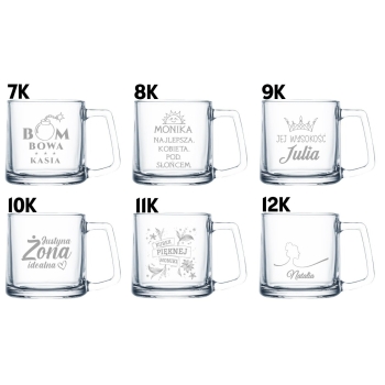 Szklany Kubek z grawerem Twój Tekst 335ml Prezent dla Niej Niego Walentynki Dzień Kobiet