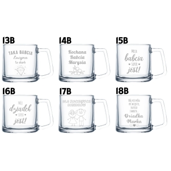 Kubek szklany z grawerem Filiżanka 335ml Napis Prezent dla Babci Dziadka