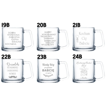Kubek szklany z grawerem Filiżanka 335ml Napis Prezent dla Babci Dziadka