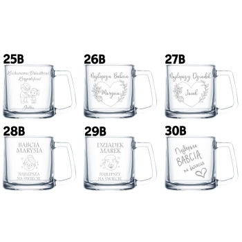 Kubek szklany z grawerem Filiżanka 335ml Napis Prezent dla Babci Dziadka