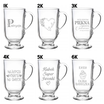 Szklanka do kawy Latte na nóżce z grawerem Prezent na Dzień Kobiet Urodziny Walentynki