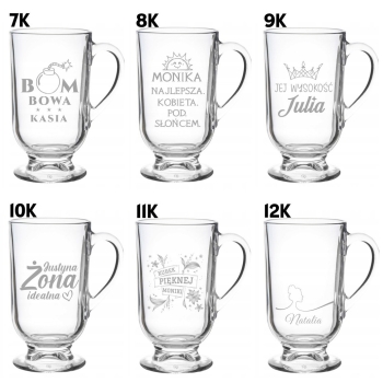 Szklanka do kawy Latte na nóżce z grawerem Prezent na Dzień Kobiet Urodziny Walentynki