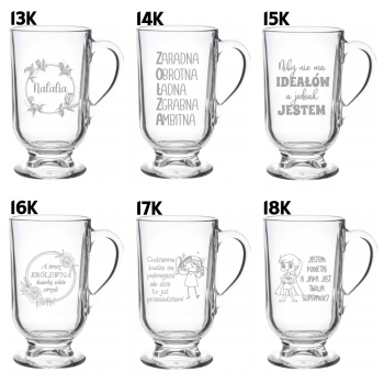 Szklanka do kawy Latte na nóżce z grawerem Prezent na Dzień Kobiet Urodziny Walentynki