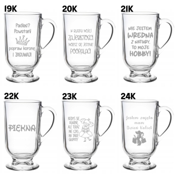 Szklanka do kawy Latte na nóżce z grawerem Prezent na Dzień Kobiet Urodziny Walentynki