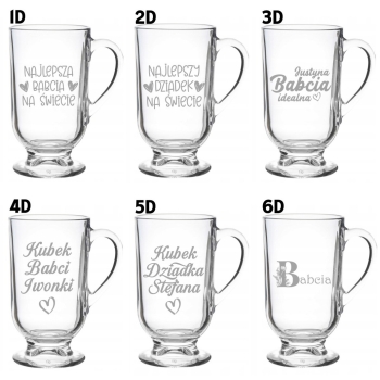 Szklanka do kawy latte na nóżce z grawerem Prezent Babci Dziadka