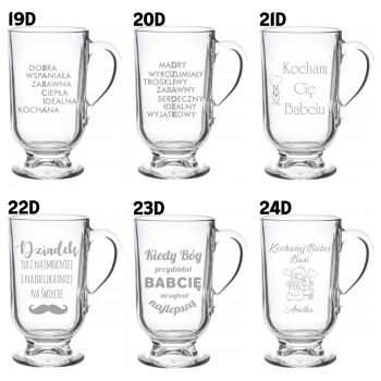 Szklanka do kawy latte na nóżce z grawerem Prezent Babci Dziadka