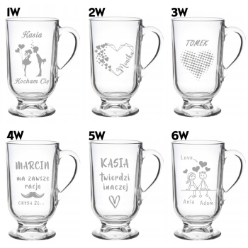 Szklanka do kawy Latte na nóżce z grawerem Prezent na Walentynki