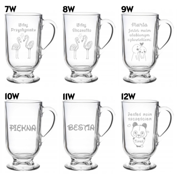 Szklanka do kawy Latte na nóżce z grawerem Prezent na Walentynki