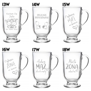 Szklanka do kawy Latte na nóżce z grawerem Prezent na Walentynki