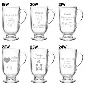 Szklanka do kawy Latte na nóżce z grawerem Prezent na Walentynki