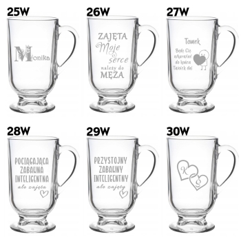 Szklanka do kawy Latte na nóżce z grawerem Prezent na Walentynki