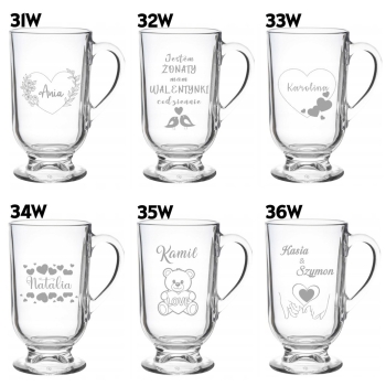 Szklanka do kawy Latte na nóżce z grawerem Prezent na Walentynki