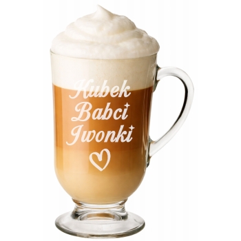 Szklanka do kawy latte na nóżce z grawerem Prezent Babci Dziadka