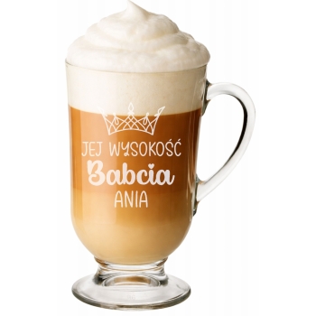 Szklanka do kawy latte na nóżce z grawerem Prezent Babci Dziadka
