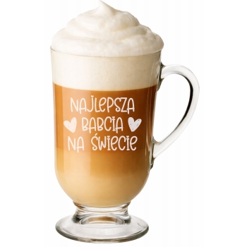 Szklanka do kawy latte na nóżce z grawerem Prezent Babci Dziadka