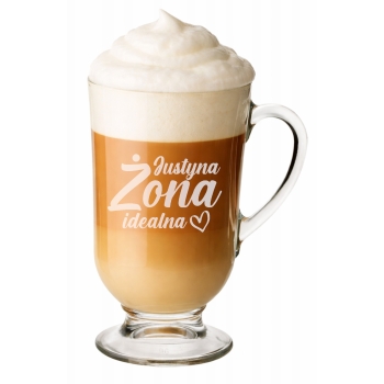 Szklanka do kawy Latte na nóżce z grawerem Prezent na Dzień Kobiet Urodziny Walentynki