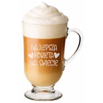 Szklanka do kawy Latte na nóżce z grawerem Prezent na Dzień Kobiet Urodziny Walentynki