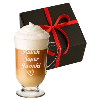 Szklanka do kawy latte na nóżce z grawerem w Pudełku Prezent na Dzień Kobiet Urodziny Walentynki
