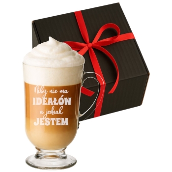 Szklanka do kawy latte na nóżce z grawerem w Pudełku Prezent na Dzień Kobiet Urodziny Walentynki