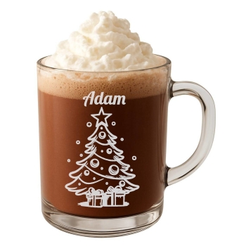 Mały szklany kubek świąteczny dla dzieci na święta Mikołajki z imieniem grawer