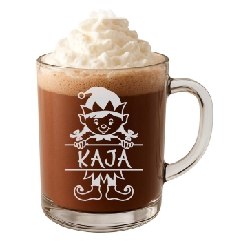 Mały szklany kubek świąteczny dla dzieci na święta Mikołajki z imieniem grawer