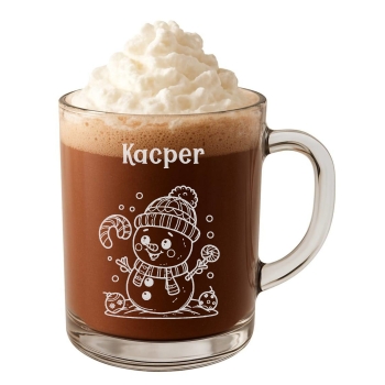 Mały szklany kubek świąteczny dla dzieci na święta Mikołajki z imieniem grawer