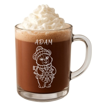 Mały szklany kubek świąteczny dla dzieci na święta Mikołajki z imieniem grawer