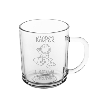 Mały szklany kubek świąteczny dla dzieci na święta Mikołajki z imieniem grawer