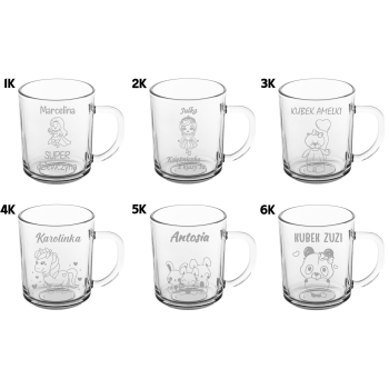 Mały szklany kubek świąteczny dla dzieci na święta Mikołajki z imieniem grawer