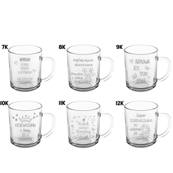 Mały szklany kubek świąteczny dla dzieci na święta Mikołajki z imieniem grawer