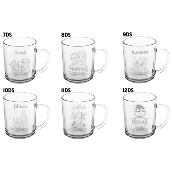 Mały szklany kubek świąteczny dla dzieci na święta Mikołajki z imieniem grawer