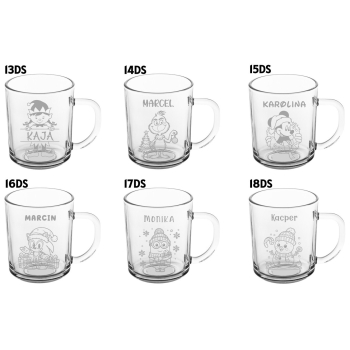 Mały szklany kubek świąteczny dla dzieci na święta Mikołajki z imieniem grawer