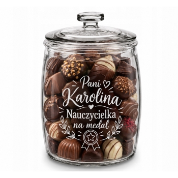 Duży pojemnik słoik z grawerem 3,8L na ciastka dla Niej Urodziny Nauczyciel