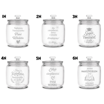 Słoik na Ciastka z Grawerem 950ml Prezent Personalizowany Napis na Dzień Kobiet, Nauczyciel