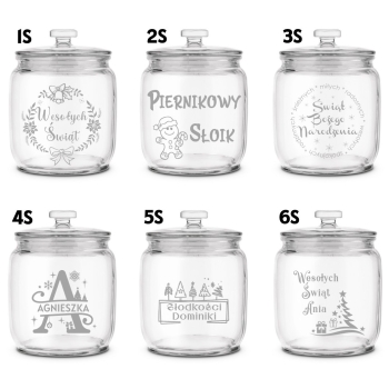Słoik na Ciastka z Grawerem 1,4L Prezent Świąteczny Personalizowany Napis
