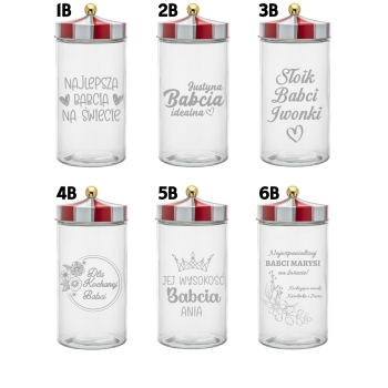 Słoik na Ciastka z Grawerem 1,7L Tekst Logo Prezent dla niej Dzień Babci, Dzień Kobiet