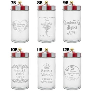 Słoik na Ciastka z Grawerem 1,7L Tekst Logo Prezent dla niej Dzień Babci, Dzień Kobiet