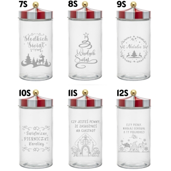 Świąteczny Pojemnik słoik z grawerem na ciasteczka pierniki Circus 1,7L