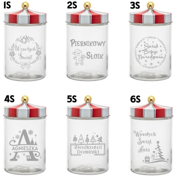 Słoik na Ciastka z Grawerem 1200ml Prezent Świąteczny Personalizowany Napis