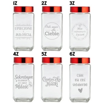 Słoik Pojemnik Prezent z Grawerem 1L Personalizowany Napis na Dzień Kobiet, Walentynki