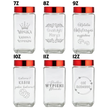 Słoik Pojemnik Prezent z Grawerem 1L Personalizowany Napis na Dzień Kobiet, Walentynki