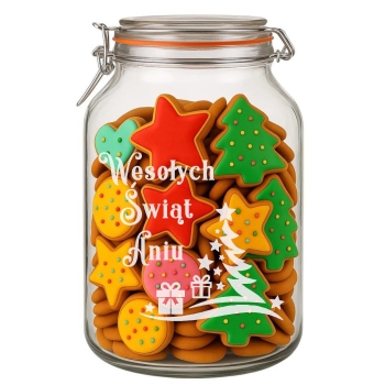Słoik na Ciastka z Grawerem 3,3L Prezent Świąteczny Personalizowany Napis