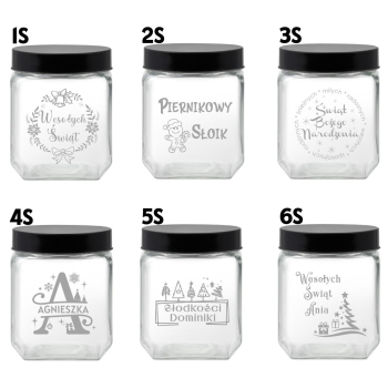 Słoik na Ciastka z Grawerem 1,3L Prezent Świąteczny Personalizowany Napis