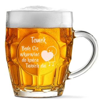 Kufel do piwa z grawerem Prezent dla Niego Logo mię 500 ml Walentynki
