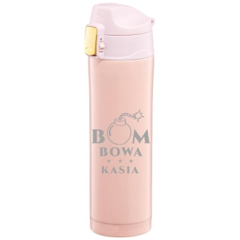 Różowy Kubek termiczny z Grawerem TWÓJ NAPIS Prezent dla Niej na  Dzień Kobiet Urodziny Walentynki