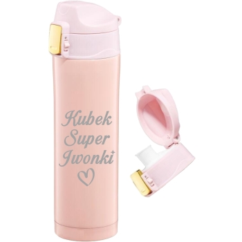 Różowy Kubek termiczny z Grawerem TWÓJ NAPIS Prezent dla Niej na  Dzień Kobiet Urodziny Walentynki