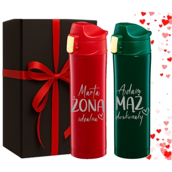 Zestaw 2 kubków termicznych z grawerem Prezent dla Pary Walentynki Rocznica