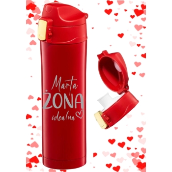 Kubek termiczny z Grawerem Czerwony Prezent dla Niej Żony Walentynki Dzień Kobiet