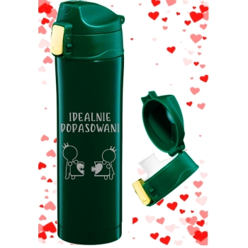 Kubek termiczny z grawerem Prezent na Walentynki Dzień Kobiet 420ml Zielony
