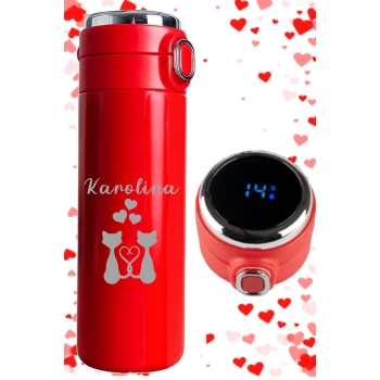 Kubek termiczny czerwony z Grawerem Logo Prezent na Walentynki Dzień Kobiet